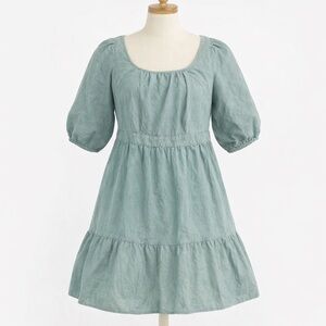 Ava & Viv Mint Green Cottagecore A-Line Midi Dress 1X Puff Sleeve w/ Pockets